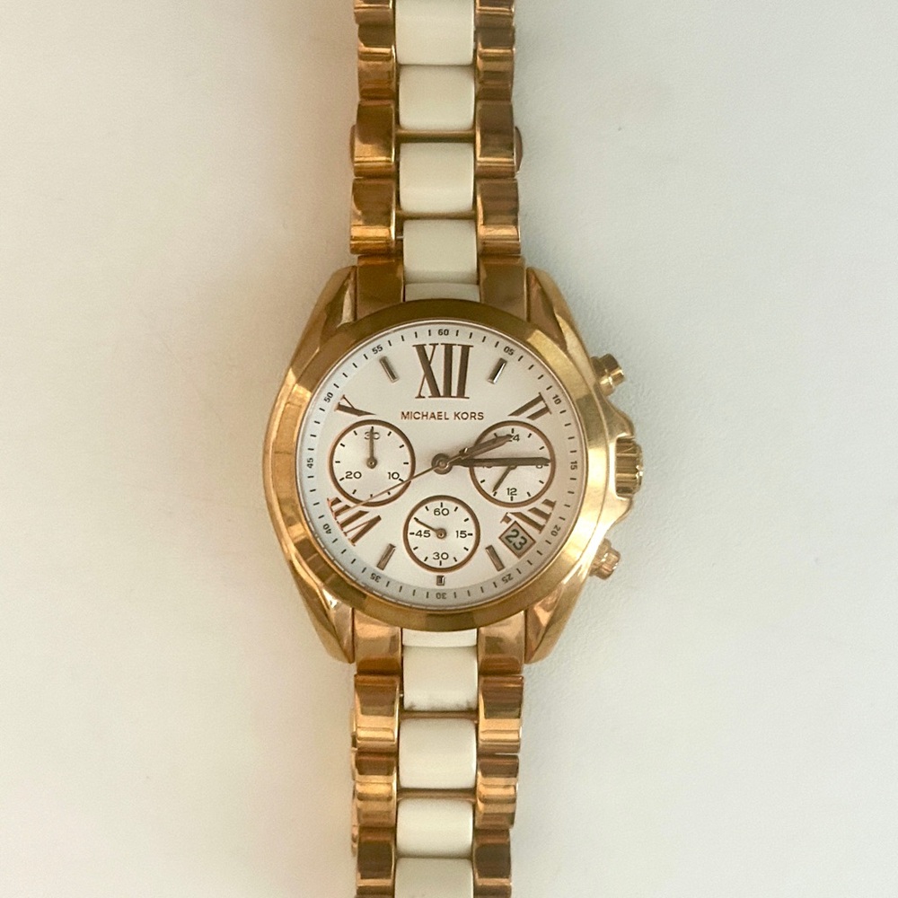 Michael Kors Rose Gold and White Women's Watch